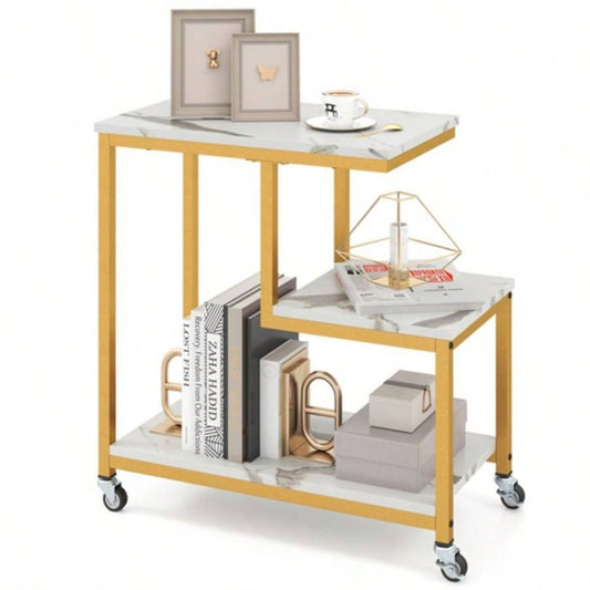 3 - layer White table with wheels