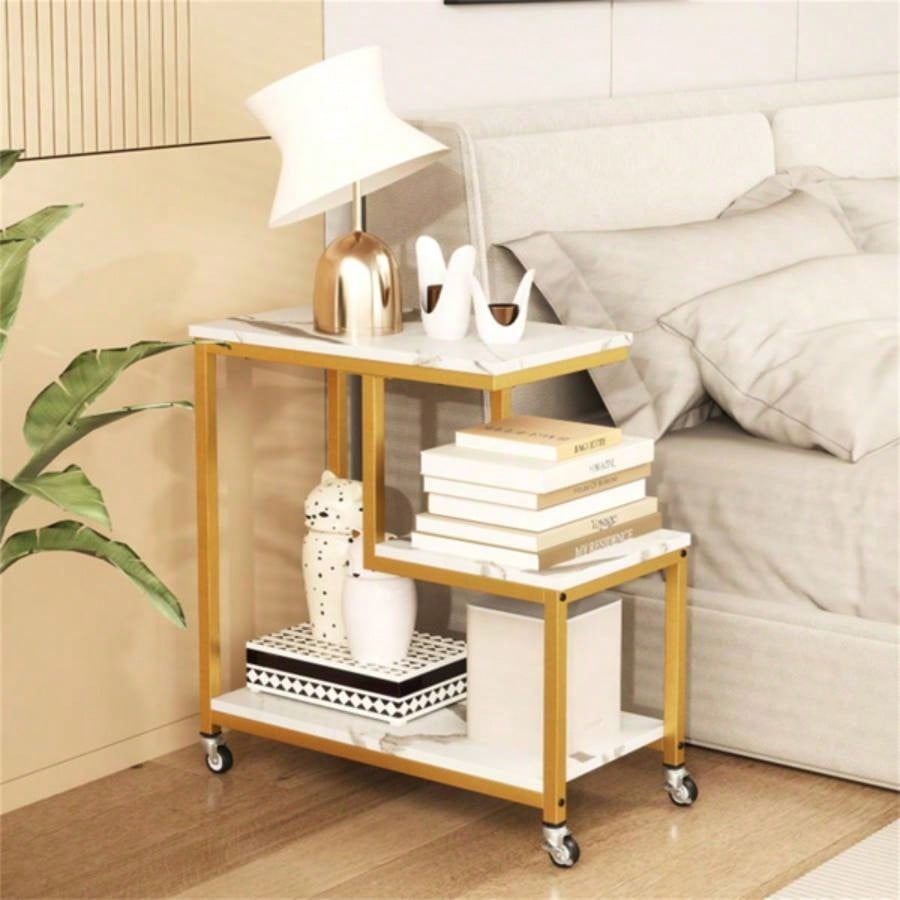 3 - layer White table with wheels