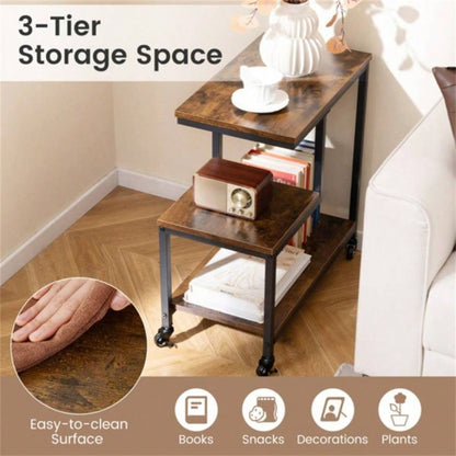 3 - layer brown table with wheels