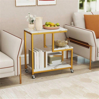 3 - layer White table with wheels
