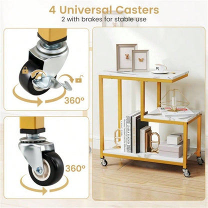 3 - layer White table with wheels