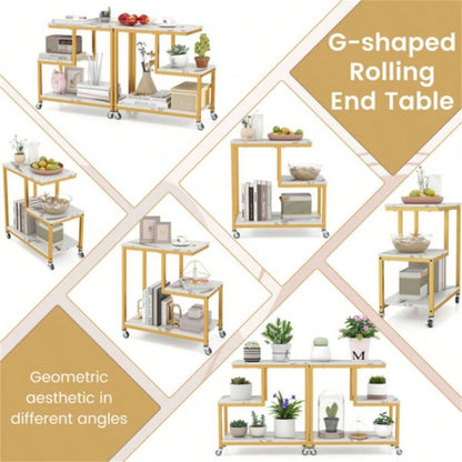 3 - layer White table with wheels