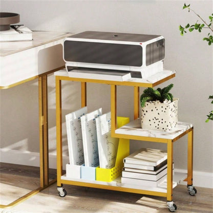 3 - layer White table with wheels