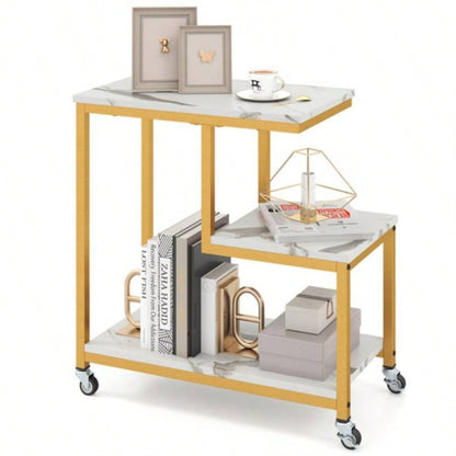 3 - layer White table with wheels