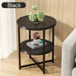 Small round side table, 2 tiers farmhouse end table, accent tables small spaces, night stands bedrooms living room, coffee tables with storage shelf, Black