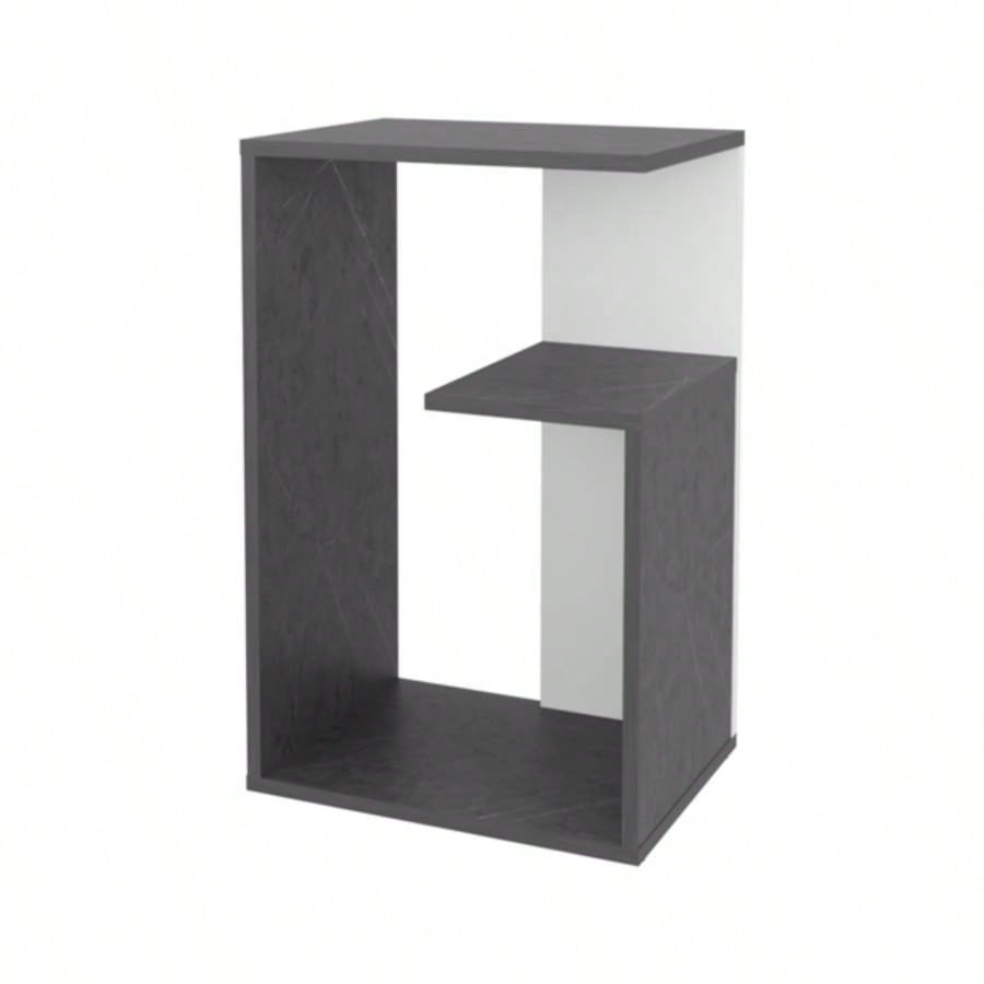 FURNITURE Vega Side Table in melamine with open storage, Onix and White
