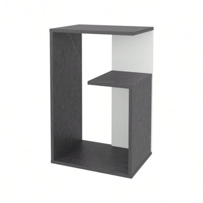 FURNITURE Vega Side Table in melamine with open storage, Onix and White