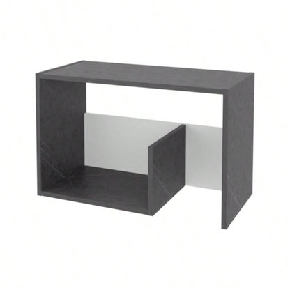 FURNITURE Vega Side Table in melamine with open storage, Onix and White