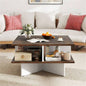 2 - Tier Living Room Coffee Table - Square Design with 4 Storage Compartments