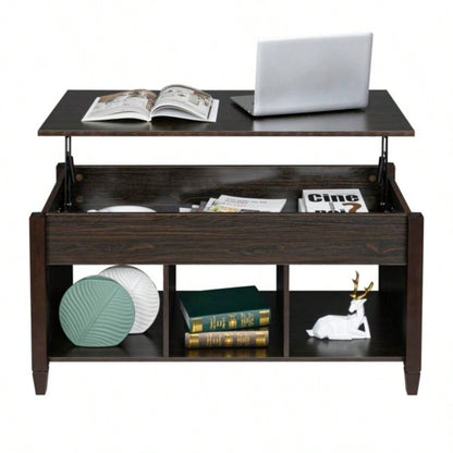 Lift Top Coffee Table Modern Furniture Hidden Compartment and Lift Tabletop Brown