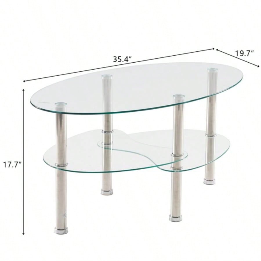 Dual Fishtail Style Tempered Glass Coffee Table