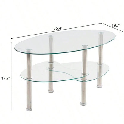 Dual Fishtail Style Tempered Glass Coffee Table