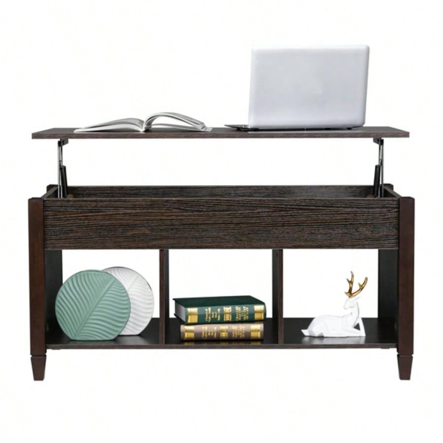 Lift Top Coffee Table Modern Furniture Hidden Compartment and Lift Tabletop Brown