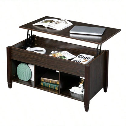 Lift Top Coffee Table Modern Furniture Hidden Compartment and Lift Tabletop Brown