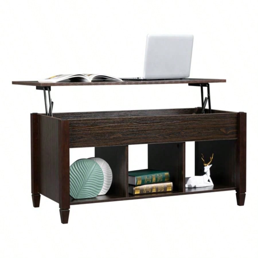 Lift Top Coffee Table Modern Furniture Hidden Compartment and Lift Tabletop Brown
