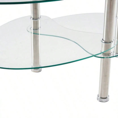 Dual Fishtail Style Tempered Glass Coffee Table