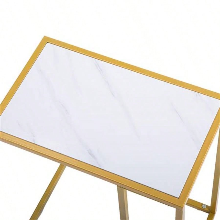 Marble Simple C - Side Table 30x48x61cm White