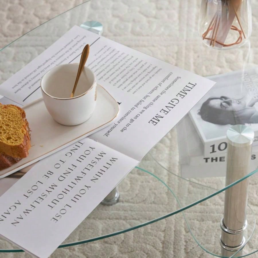 Dual Fishtail Style Tempered Glass Coffee Table