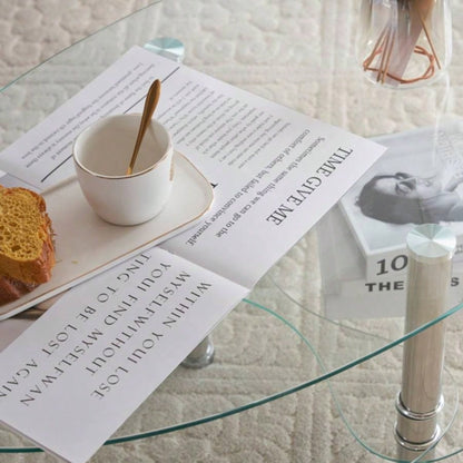 Dual Fishtail Style Tempered Glass Coffee Table