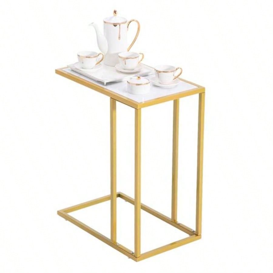 Marble Simple C - Side Table 30x48x61cm White