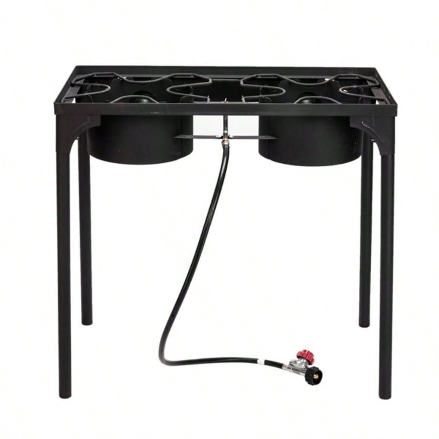 Outdoor Camp Stove High Pressure Propane Gas Cooker Portable Cast Iron Patio Cooking Double 150000 - BTU
