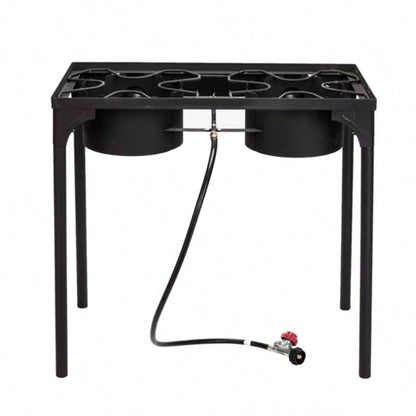 Outdoor Camp Stove High Pressure Propane Gas Cooker Portable Cast Iron Patio Cooking Double 150000 - BTU