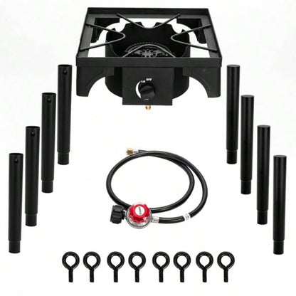 Outdoor Camp Stove High Pressure Propane Gas Cooker Portable Cast Iron Patio Cooking Single 75000 - BTU