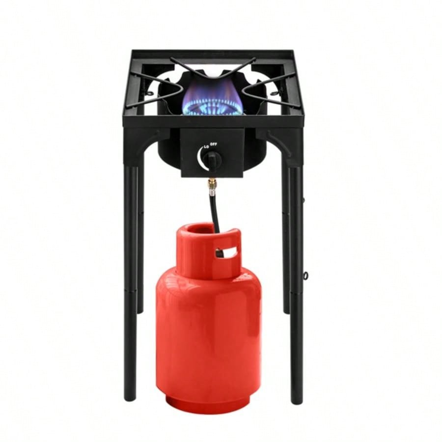 Outdoor Camp Stove High Pressure Propane Gas Cooker Portable Cast Iron Patio Cooking Single 75000 - BTU