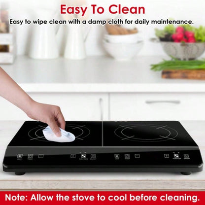 Double Induction Cooktop, Portable Dual Countertop with Sensor, 4000W Induction Cooktop 2, Countertop Cooker with 9 Temp Power Levels, 3 - Hour Timer, Safety Lock