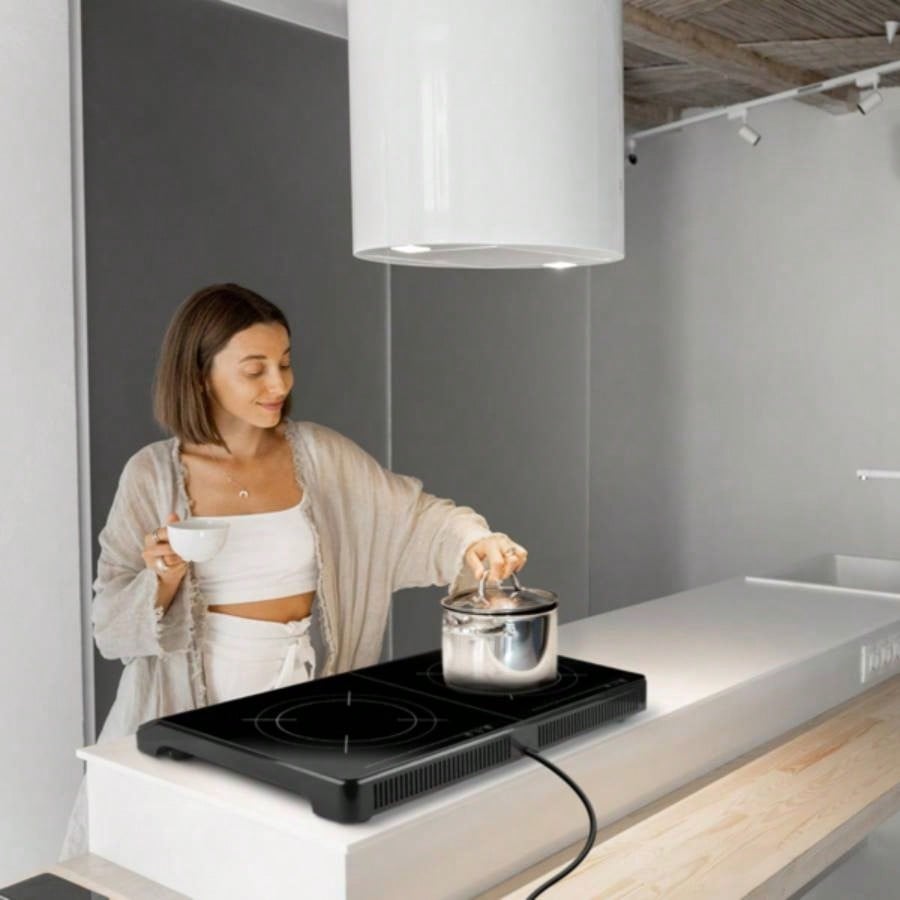 Double Induction Cooktop, Portable Dual Countertop with Sensor, 4000W Induction Cooktop 2, Countertop Cooker with 9 Temp Power Levels, 3 - Hour Timer, Safety Lock