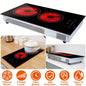 Dual Induction Burners Cooktop 110V Total 1900W Stove Built - in Ceramic Stove with Timer Setting 9 Firepower Levels Over Heating