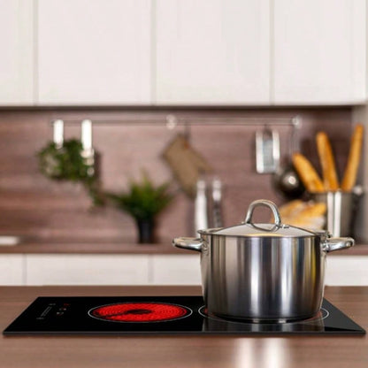 Dual Induction Burners Cooktop 110V Total 1900W Stove Built - in Ceramic Stove with Timer Setting 9 Firepower Levels Over Heating