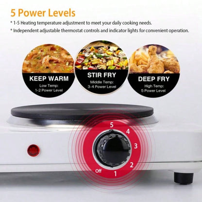 Cooking heating plate, 2 - stove, 2000 watt portable stove, glass stove, easy to clean, suitable RV/home/camping 110V