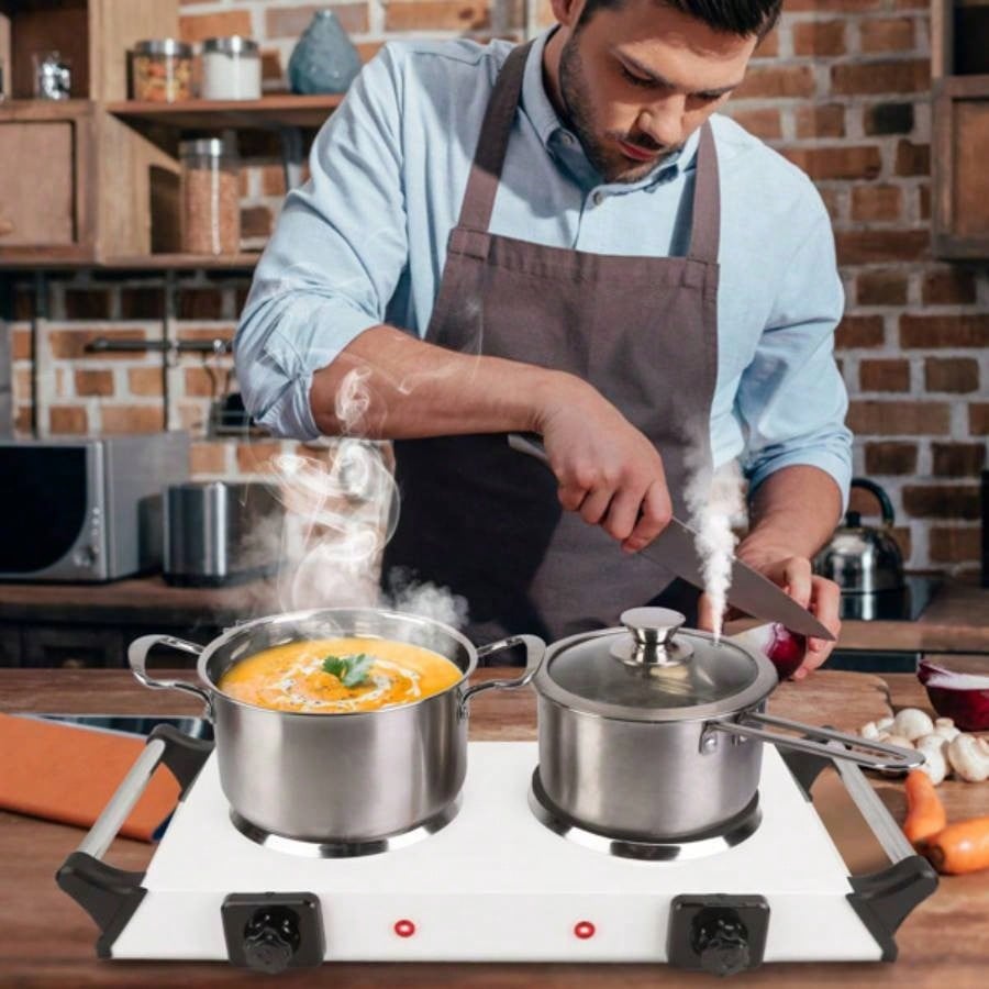 2000W Dual Hot Plate, 5 Temperature Settings 392 - 932 Portable Countertop Stove All Flat Cookware, Fast Even Heating, Easy to Clean, Dorms, RVs, Apartments