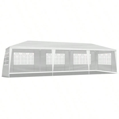 10#39; 30#39; Outdoor Party Tent with 8 Removable Sidewalls, Waterproof Canopy Patio Wedding Gazebo, White
