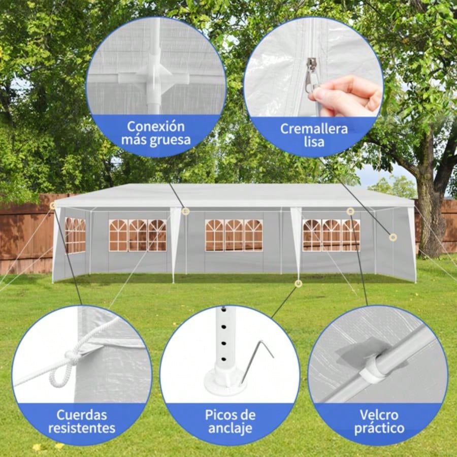 10#39; 30#39; Outdoor Party Tent with 8 Removable Sidewalls, Waterproof Canopy Patio Wedding Gazebo, White