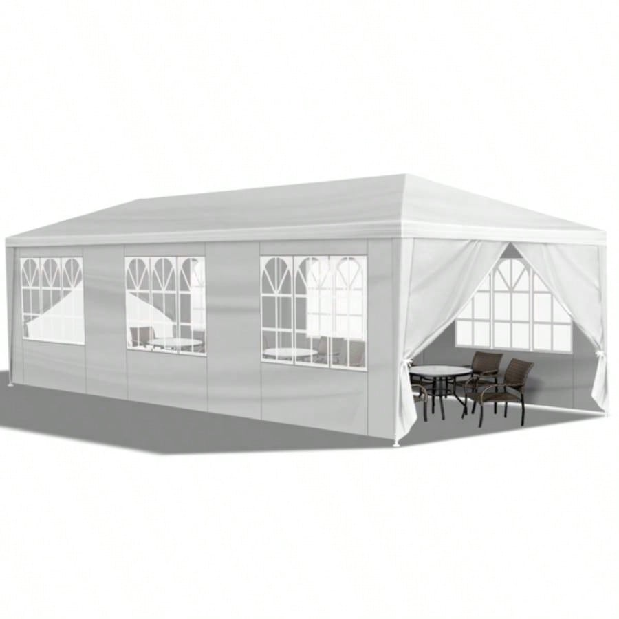 10#39; 30#39; Outdoor Party Tent with 8 Removable Sidewalls, Waterproof Canopy Patio Wedding Gazebo, White