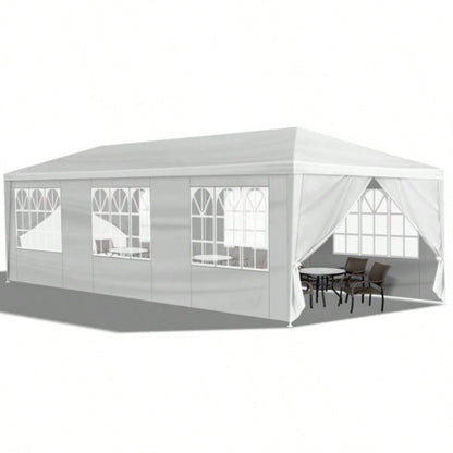 10#39; 30#39; Outdoor Party Tent with 8 Removable Sidewalls, Waterproof Canopy Patio Wedding Gazebo, White