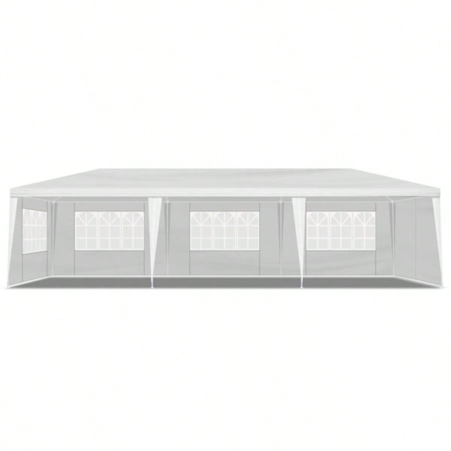 10#39; 30#39; Outdoor Party Tent with 8 Removable Sidewalls, Waterproof Canopy Patio Wedding Gazebo, White