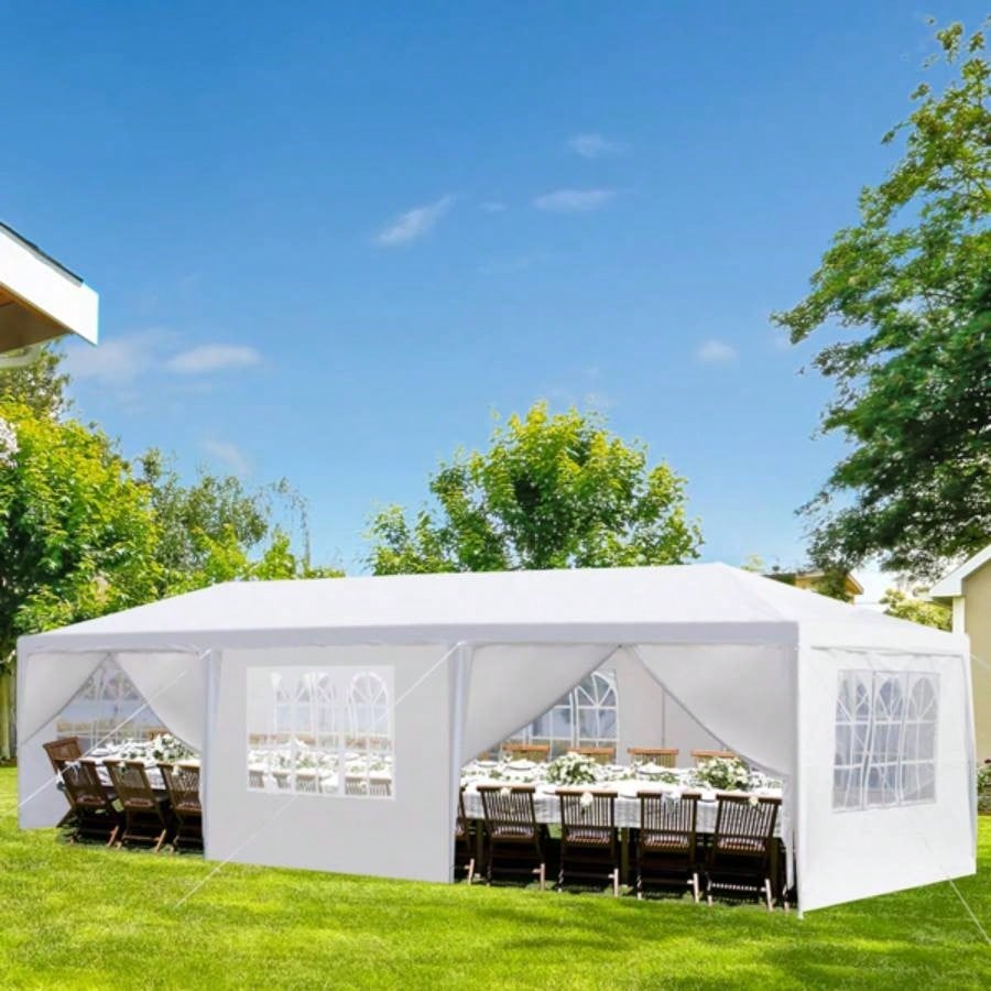 10#39; 30#39; Outdoor Party Tent with 8 Removable Sidewalls, Waterproof Canopy Patio Wedding Gazebo, White