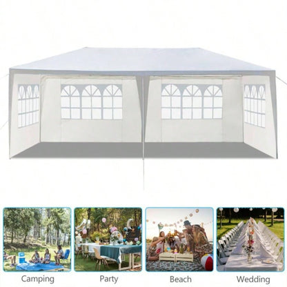 10#39; X20#39; Outdoor Party Tent with 4 Removable Sidewalls, Waterproof Canopy Patio Wedding Gazebo, White