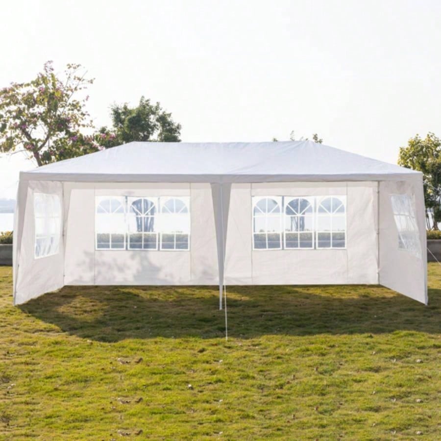 10#39; 20#39; Outdoor Party Tent with 6 Removable Sidewalls, Waterproof Canopy Patio Wedding Gazebo, White