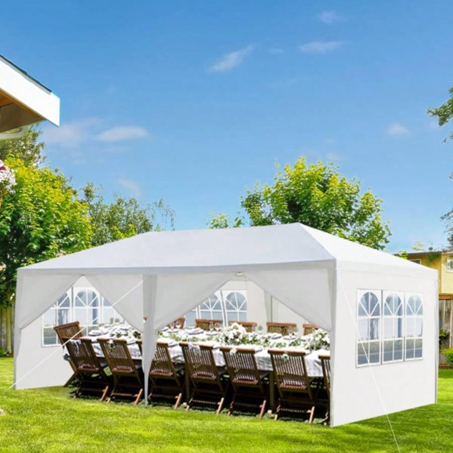 10#39; 20#39; Outdoor Party Tent with 6 Removable Sidewalls, Waterproof Canopy Patio Wedding Gazebo, White