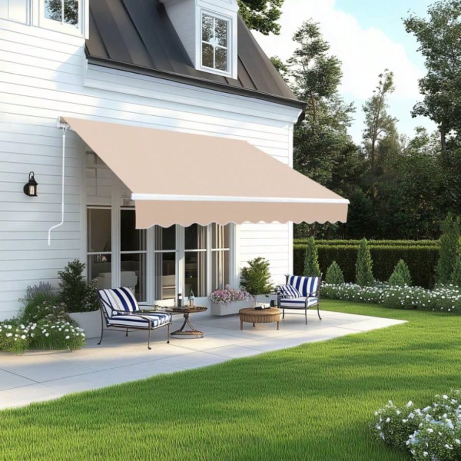98.4Dx 117x 59H retractable awning Khaki
