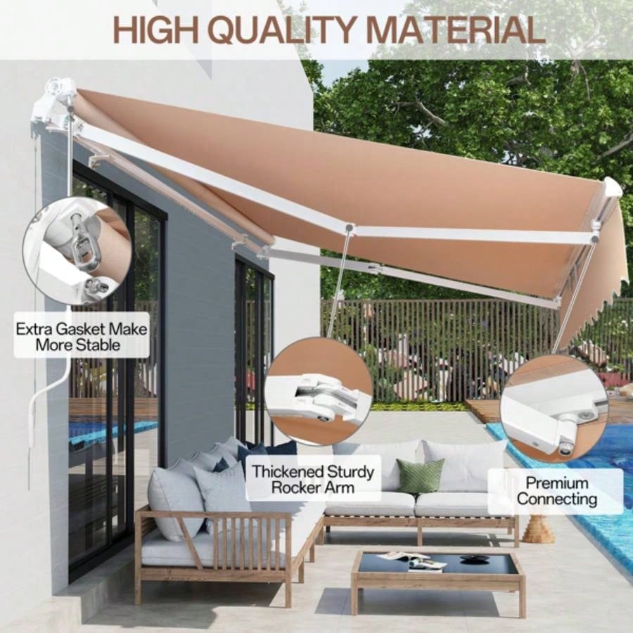 98.4Dx 117x 59H retractable awning Khaki