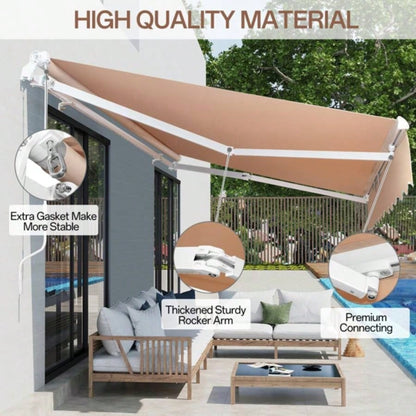 98.4Dx 117x 59H retractable awning Khaki