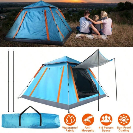 4 - 5 Person - Up Camping Tent, Instant Setup Family Tent with 2 Mosquito, Portable Hiking, Backpacking Outdoor Adventures, Waterproof Windproof - Blue
