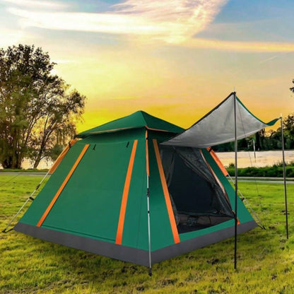 4 - 5 Person - Up Camping Tent, Instant Setup Family Tent with 2 Mosquito, Portable Hiking, Backpacking Outdoor Adventures, Waterproof Windproof - Green