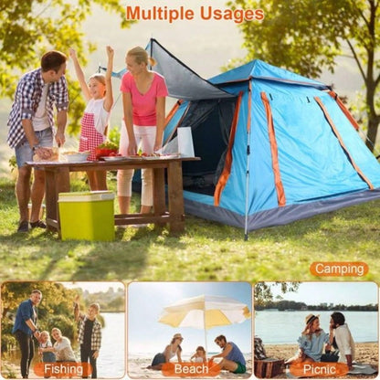 4 - 5 Person - Up Camping Tent, Instant Setup Family Tent with 2 Mosquito, Portable Hiking, Backpacking Outdoor Adventures, Waterproof Windproof - Blue