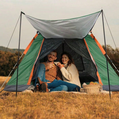 4 - 5 Person - Up Camping Tent, Instant Setup Family Tent with 2 Mosquito, Portable Hiking, Backpacking Outdoor Adventures, Waterproof Windproof - Green